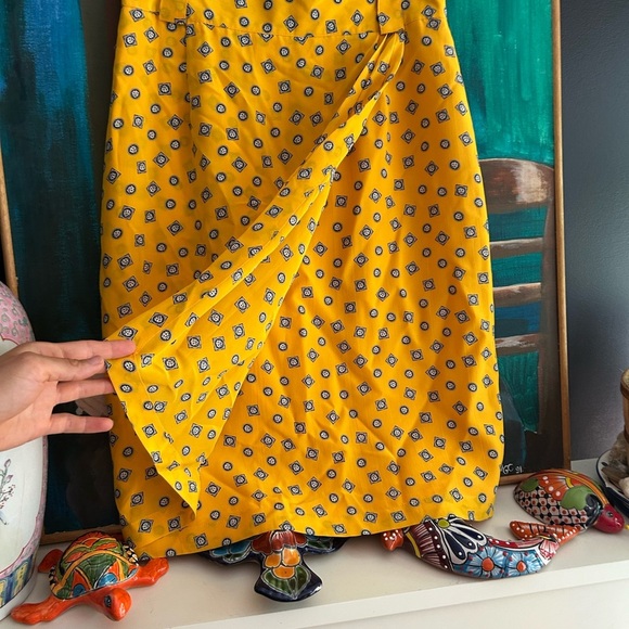 Jones New York High Waist Mustard Patterned Midi Skirt 12 Vintage - Picture 7 of 16